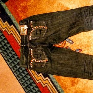 L.A. Idol embellished leopard Jean's size 1